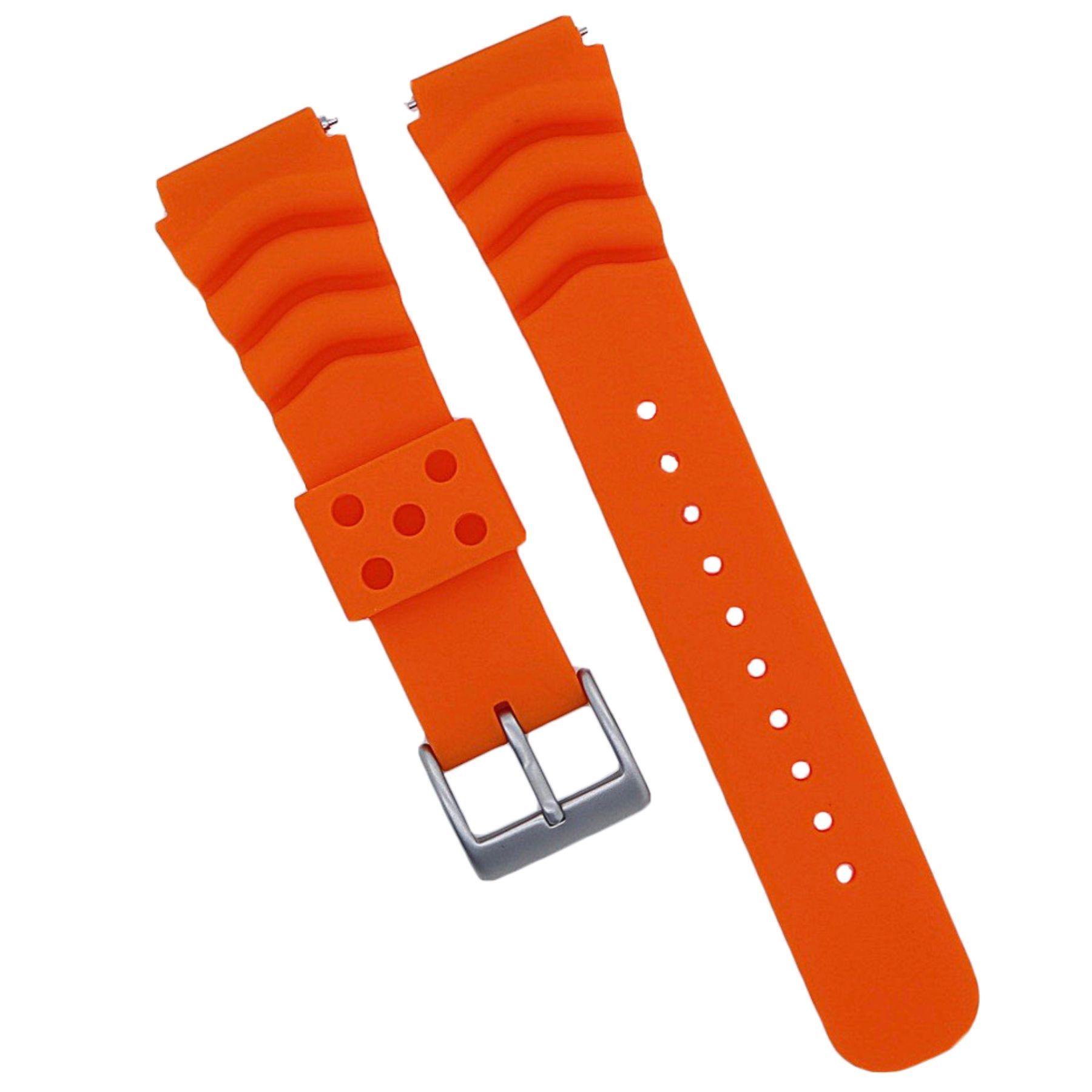 Orange Silicone Style Watch Band- SEIKO DIVER WAT – pass the watch