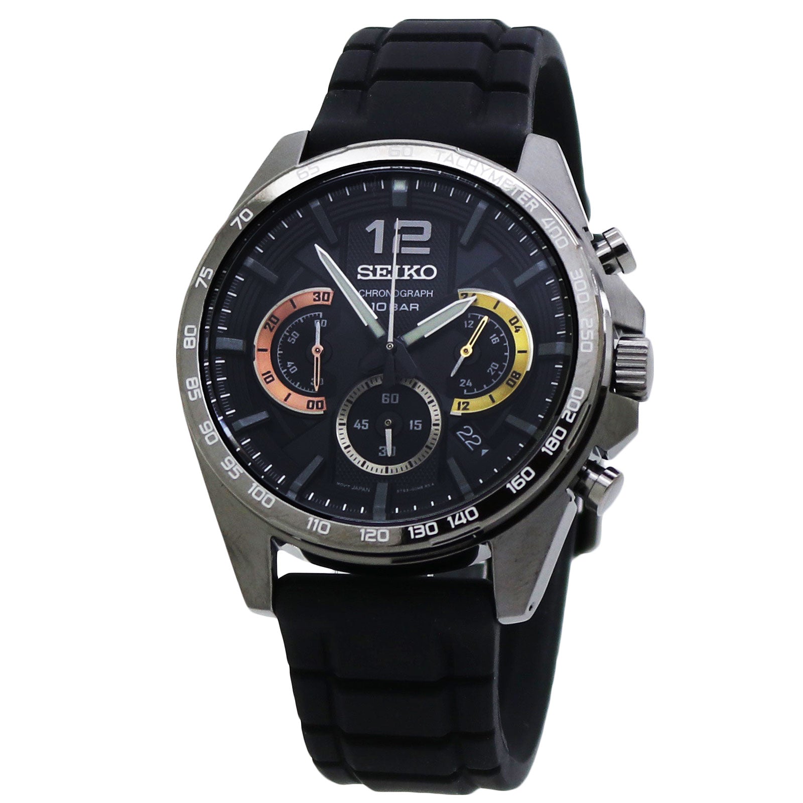 Seiko Essentials Chronograph Black Dial Silicone Men's Watch