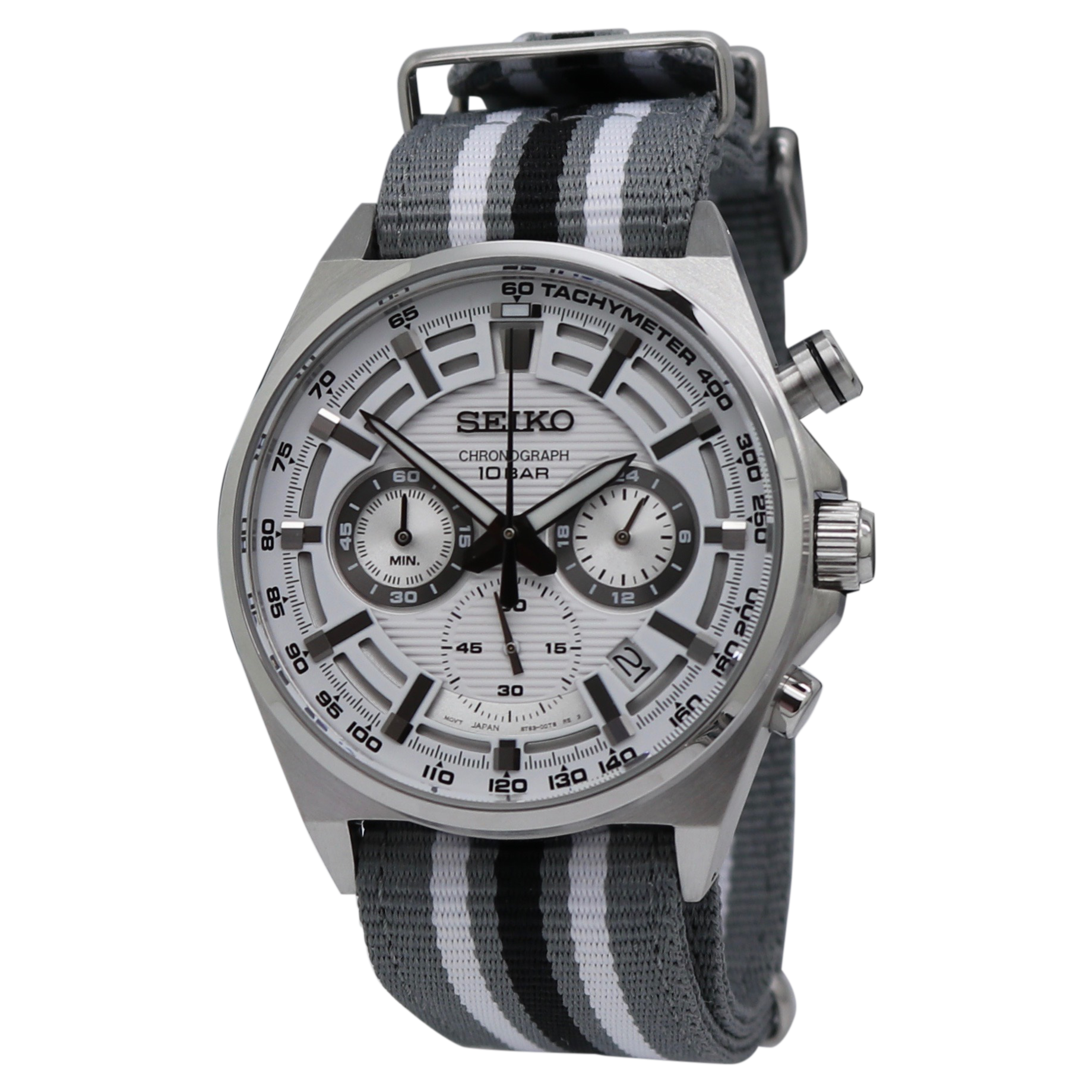 Seiko Neo Sport's Chronograph White Dial Nylon Strap Men's Watch SSB40 –  pass the watch