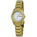 Seiko 5 Automatic White Dial Gold-tone Stainless Steel Ladies Watch SYMK30 - pass the watch