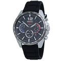 Seiko Chronograph Black Dial Silicone Band Men's Watch SSB347