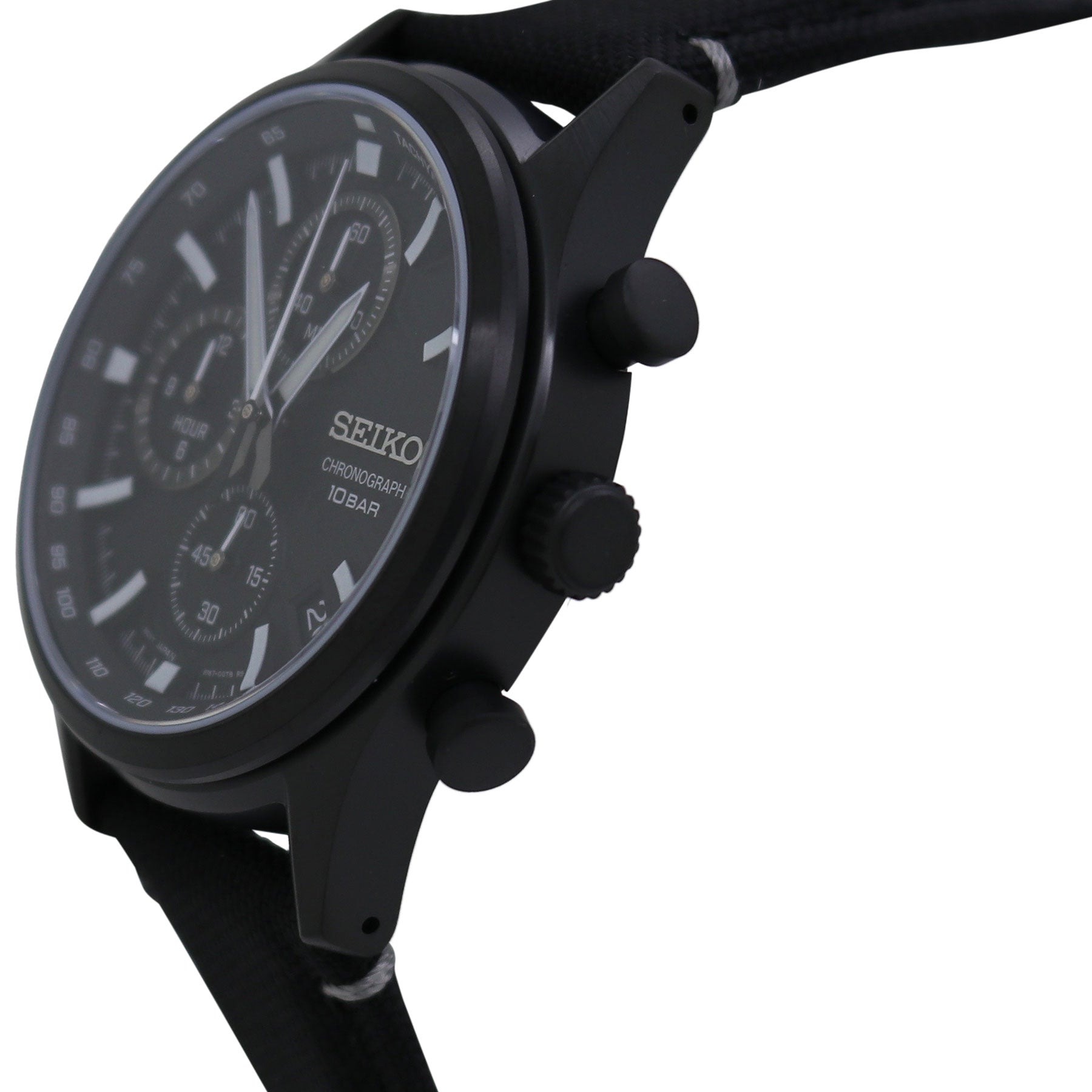 Seiko Chronograph Black Dial Nylon Strap Men's Watch SSB421P1