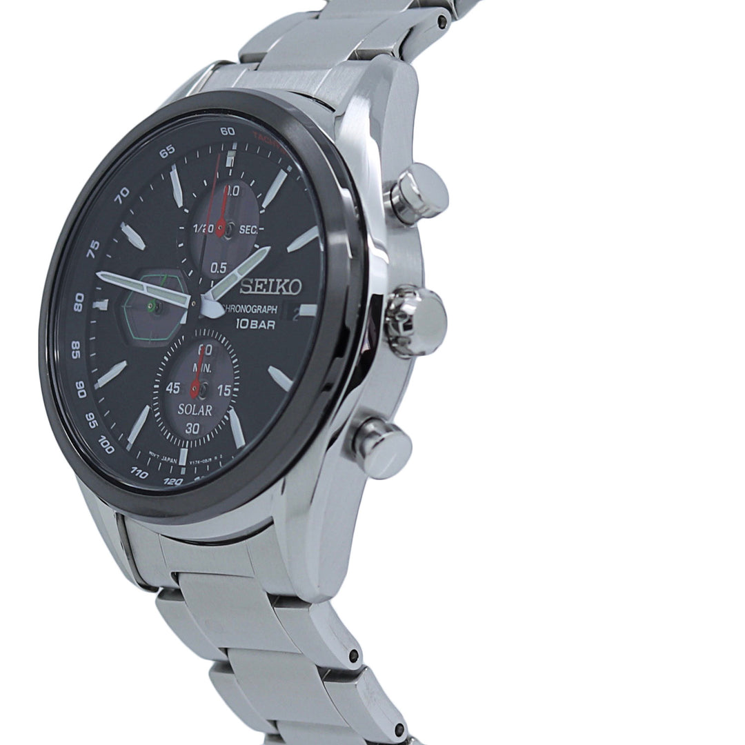 Seiko Chronograph Solar Black Dial Stainless Steel Men's Watch