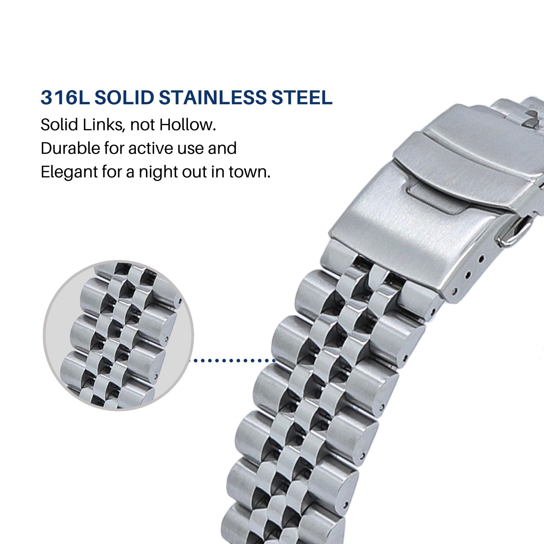 22mm Solid Curved End Links Black Steel Watch Band Bracelet For Seiko SKX  007