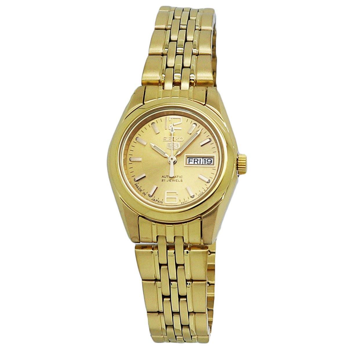 Seiko 5 Automatic Gold-Tone Stainless Steel Ladies Watch SYMA60J1 ...
