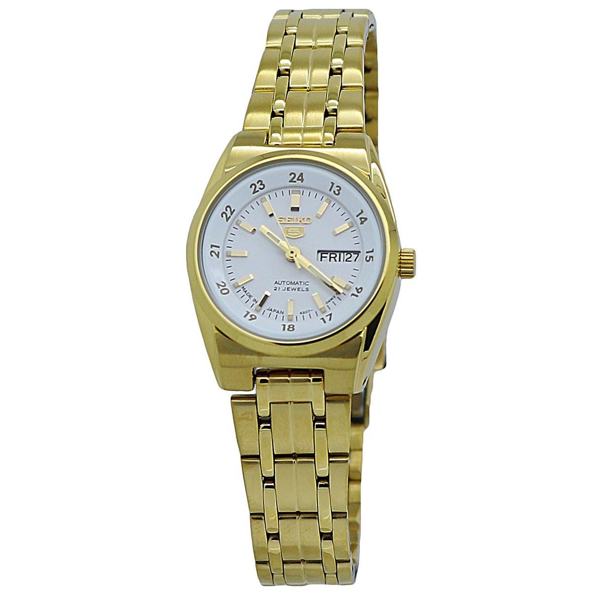 Seiko 5 Automatic White Dial Stainless Steel Ladies Watch SYMC02J1 ...