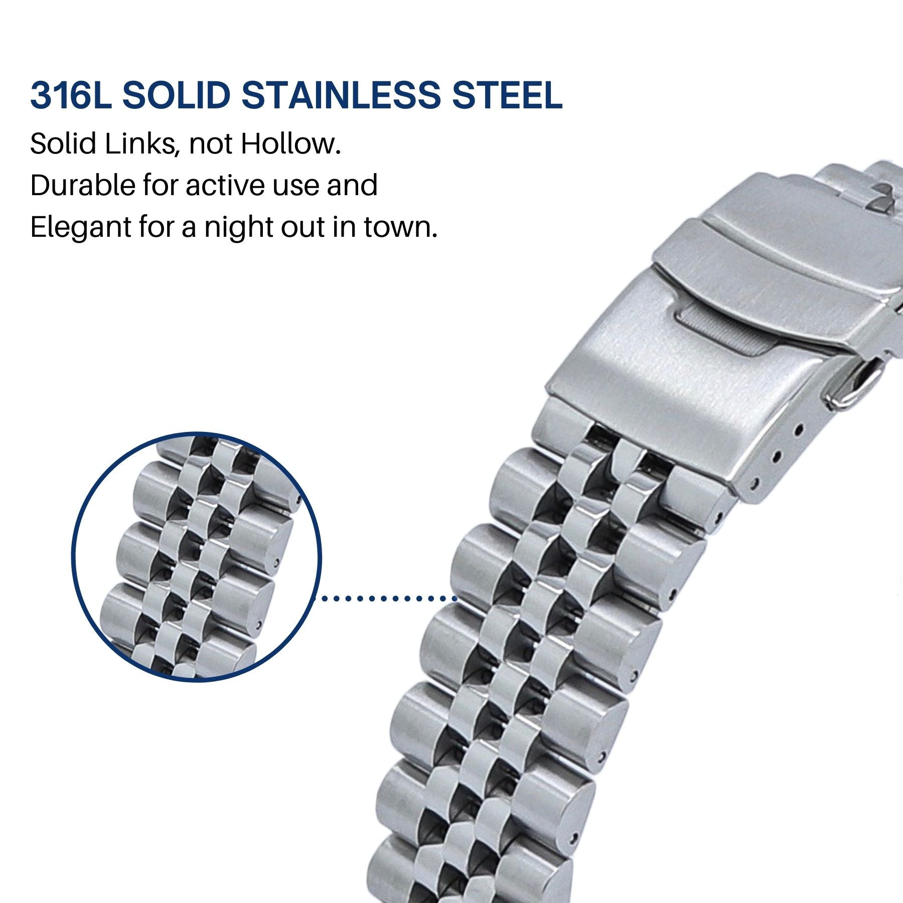 22mm Jubilee Steel Watch Band For Orient Kamasu RA-AA0004E19A RA