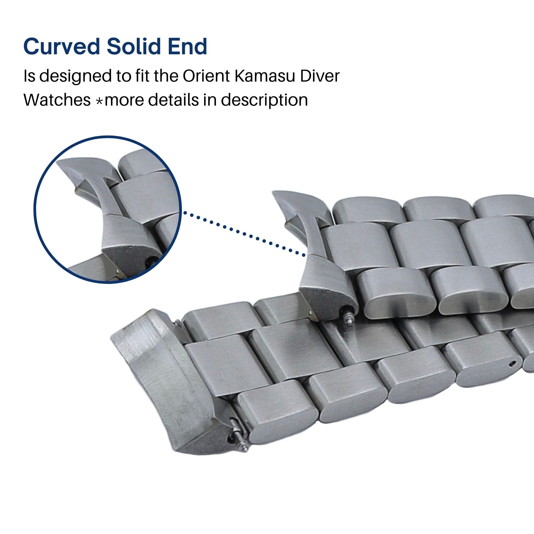 22mm Steel Jubilee WatchBand Silver Bracelets Hollow End For Orient Kamasu