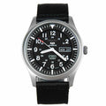 Seiko Men's SNZG15 Seiko 5 Automatic Black Dial Nylon Strap Watch - pass the watch